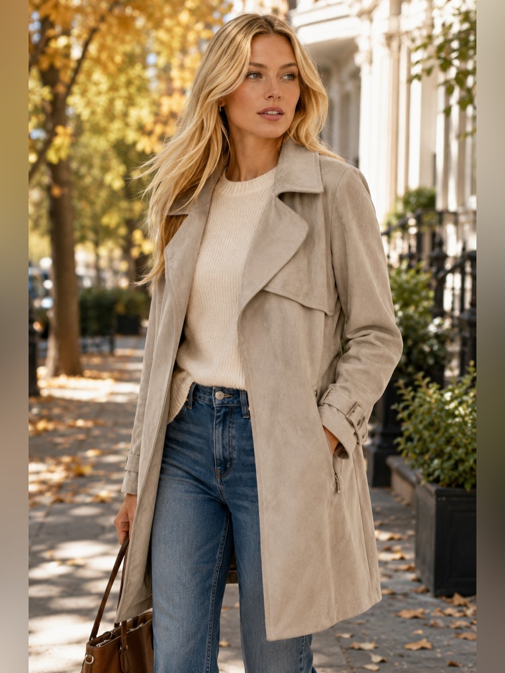 Magaschoni open-front faux-suede trench coat